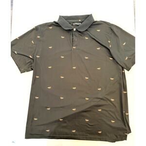 Bonobos Golf Polo Shirt Men XL Slim Fit Black Mallard Duck Print Performance